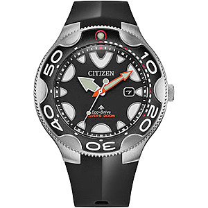 CITIZEN Promaster Dive Eco Drive Orca Watch, Stainless Steel Case, Black Polyurethane Strap, 3 Hand, ISO Compliant (Model:BN0230-04E) $314.54