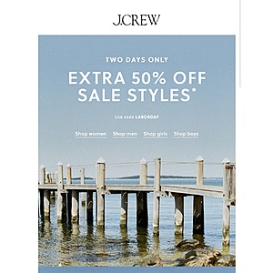 J. Crew 2 Days Only Extra 50% Off Sale Styles Use Code LABORDAY