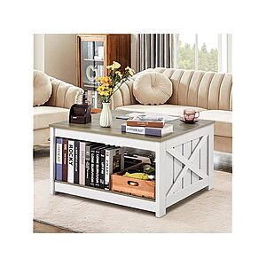 31.5" VEVOR Square Farmhouse Coffee Table w/ Open Storage (Grey & White) $54.99 + Free Shipping w/ Prime or $6 Fee per Order