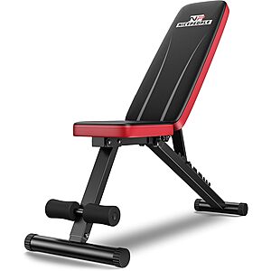 NICEPEOPLE Adjustable Weight Bench w/ 8 Backrest Angles (Up to 660-Lbs Capacity, Red) $35.99 + Free Shipping