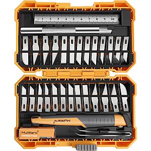 32-Piece MulWark Precision Hobby Knife Set w/ Interchangeable Blades & Sharpening Stone $11.99 + Free Shipping w/ Prime or on $35+