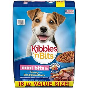 16-Lb Kibbles 'n Bits Small Breed Mini Bits Savory Beef & Chicken Dry Dog Food $8.23 w/ S&S + Free Shipping w/ Prime or on $35+