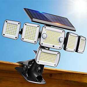 5000LM Solar Flood Light w/ Clip Mount, Motion Sensor & 6 Adjustable Heads $22.79 + Free Shipping w/ Prime or on $35+