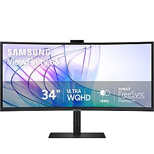 Samsung 34" ViewFinity (S65VC) Series Ultra-WQHD Curved Computer Monitor $499.99
