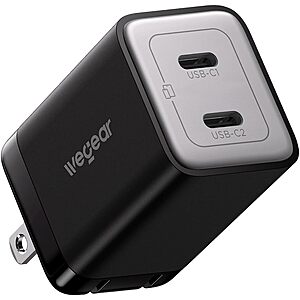 [Prime] 2-Port wegear 45W USB-C GaN Fast Charger w/ Foldable Plug $9.99 + Free Shipping