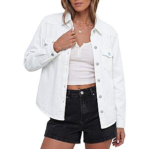 luvamia Women's Long Sleeve Distressed Button-Down Denim Jackets (Various) from $14.99 + Free Shipping w/ Prime or on $35+