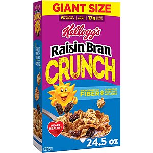 Kellogg's Raisin Bran Crunch Giant Size Breakfast Cereal 24.5 oz $4.38 or less