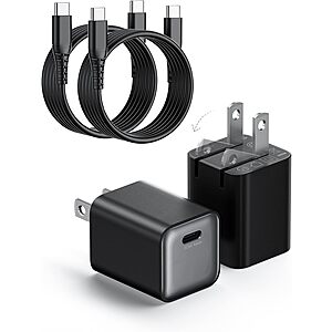 2-Pack Wegear 30W USB-C GaN III Wall Charger w/ Cables (Black or White) $9.99 ($4.99 each) + Free Shipping w/ Prime or on $35+
