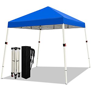 WEIZE 10x10 Slant Legs Pop Up Canopy Tent, 1-Button Push Setup Canopy Tent, Adjustable Height, Easy Outdoor Sun Shade for Events, 8x8 Top, Blue $59.99