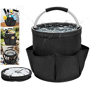 ZUZUAN 17L Foldable Waterproof Cleaning Supply Caddy with 6 Pockets,Black $12.49