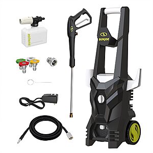 Sun Joe SPX100-GO 1800 PSI Electric Pressure Washer, 13-Amp, 4 Nozzles, Foam Cannon $99.96