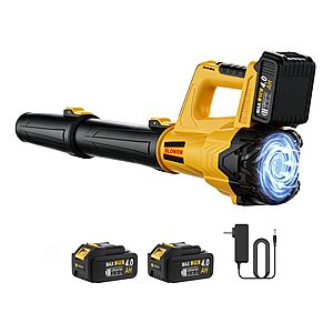 680CFM Cordless Leaf Blower with 2 x 4.0Ah Batteries and Charger w/ code