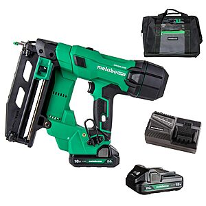 Metabo HPT 18V MultiVolt Brushless Pro 16-GA Straight Finish Nailer Kit, 16 Gauge Finish Nailer, Power Tool with 2.0Ah Lithium Ion Battery, Brushless Motor, NT1865DSA $273.69