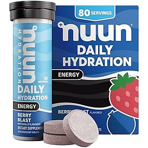 [SnS, AC] $17.92 | 8-Pack 10-Count Nuun Daily Hydration Energy Electrolyte Tablets (Berry Blast) at Amazon