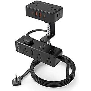$32.39* | HOPOW Desk Clamp Dual Power Strip w/ 10' Cord, 1700J Surge, 13x AC, 4x USB at Amazon
