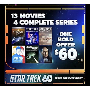 Star Trek Bundle: 13 movies, 4 complete series $54