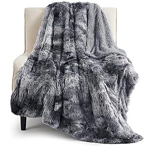 Bedsure Faux Fur Fluffy Fleece Sherpa Blanket (Tie Dye Grey, Various Sizes) from $12.50 + Free Shipping w/ Prime or on $35+