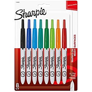 [SnS] $10.37 | 8-Count Sharpie Retractable Permanent Markers, Ultra Fine Point at Amazon