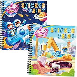 2-Pack CutteeyFyry Kids' Travel Paint by Number Sticker Activity Book (Various) $6.49 + Free Shipping w/ Prime or on $35+