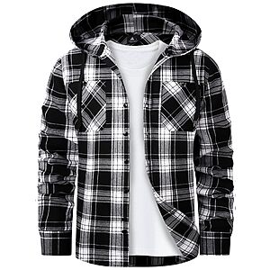 Amazon – Men's Flannel Hooded Button-Down Shirt - $9.98 w/ Code + Deal