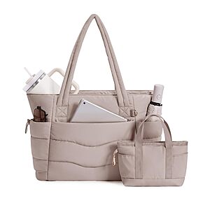 Amazon – Puffer Tote Bag w/ Small Purse, 15.6" Laptop - $14.99 w/ Code
