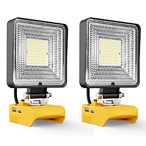 Amazon – LIVOWALNY 2-Pack 6000LM LED Work Lights for DeWalt 20V - $19.99 w/ Code