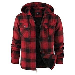 Amazon – ZITY Men's Sherpa-Lined Flannel Hooded Jacket - $19.99–$22.99 w/ Code