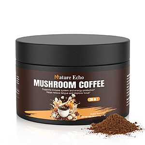Amazon – Nature Echo 20-in-1 Mushroom Coffee w/ Ashwagandha, 3.17 Oz - $6.99 w/ Code