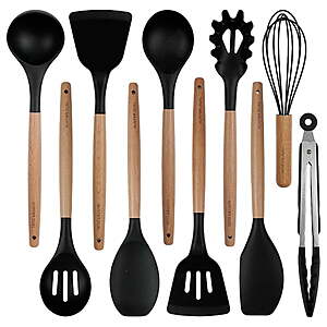 Walmart – NULAS 10-Pc Silicone Cooking Utensil Set, Black - $12.99 w/ Coupon