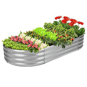 Rakukiri Raised Garden Bed GRS Certified Galvanized Planter Box Outdoor, 5ft Oval Rot-Resistant Metal Garden Bed Planter $16.99