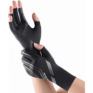 SOLOEVER Fingerless Compression Arthritis Gloves w/ Non-Slip Grip (XS-XXL, Black) $4.33 + Free Shipping w/ Prime or on $35+