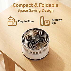 Portable Fan for Bedroom,8" Foldable Rechargeable Oscillating Standing Fan,Table Desk Folding Fan for Home Office Travel Camping Outdoor Fan 5400mAh $24.99
