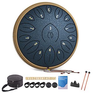 12" Lidguni 15-Note Steel Tongue Drum w/ Mallets & Carry Bag $29.99 & More + Free Shipping w/ Prime or on $35+