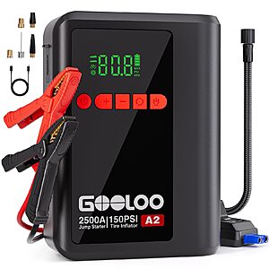 GOOLOO A2 Jump Starter with Air Compressor (2000A & 150 PSI) - 12V Vehicle $37 AC + Free Shipping