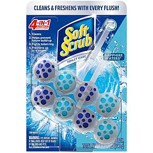 $2.34 S&S AMZ Soft Scrub 4-in-1 Rim Hanger Toilet Bowl Cleaner, Sapphire Waters, 2 Count
