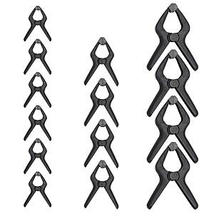 $10.49: Amazon Basics 14-Piece Nylon Spring Clamp Set, 6 Pack 3-3/8-inch, 4 Pack 4-1/2-inch, 4 Pack 6-1/2-inch, Black/Grey