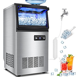 13.78 in. 120 lbs. / 24H Full Size Cube Commercial Freestanding Ice Maker with 20 lbs. Storage Bin in Stainless Steel $225.64