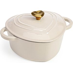 2-Qt Paris Hilton Enameled Cast Iron Heart-Shaped Dutch Oven w/ Lid (Cream) $16.99 + Free Shipping w/ Prime or $6 Fee per Order