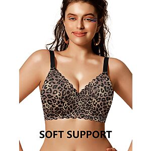 COCOMARTS Jelly Bras for Women No Underwire Push Up Bra Leopard,S $9.99