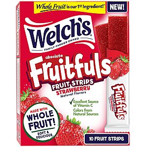 10-Count 0.5-Oz Welch's Absolute Fruitfuls Strawberry Fruit Strips $2.73 w/ S&S + Free Shipping w/ Prime or on $35+