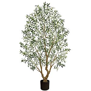 8' Vitalismo Artificial Indoor Olive Tree in Black Basic Pot $93.79