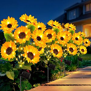 [Prime] 4-Count LETMY 6-Head Solar Sunflower Garden Lights $17.99 + Free Shipping