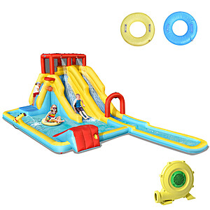 Costway Inflatable Dual Slide Water Park Climbing Bouncer with 735W Air Blower $340 + Free Shipping