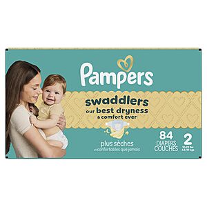 $106.29 or less get $45 Amazon Credit 4 x Swaddlers Diapers, Size 2 (10-22 lbs), 84 Count,