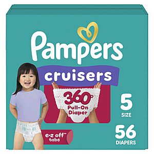 $109 or less get $45 Amazon Credit 5 x Pampers Diapers - Cruisers 360° - Size 5, 56 Count