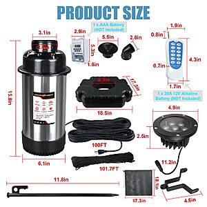 Goldlife F4 Pond Fountain Aerator 1HP 750W 110V 100FT 4 RGB Lights V-Shaped & Parabola Spray Black D $399.99 + Free Shipping