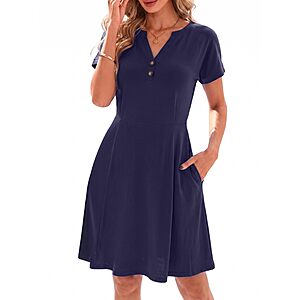 Aumora Women's Short Sleeve Beach Tee Lightweight Dress $6.99 + Free Shipping w/ Prime or on $35+