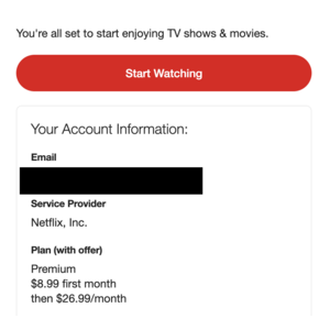 YMMV - Netflix new and returning subscribers - Free Upgrade to Premium for 30 days $8.99