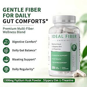 120-Count iMATCHME Psyllium Husk & Slippery Elm Fiber Supplement Capsules $6.65 w/ S&S + Free Shipping w/ Prime or on $35+