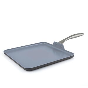 GreenPan Lima Hard Anodized 11” Square Griddle Pan, Ceramic Nonstick, PFAS-Free Nontoxic Pots and Pans, Oven & Broiler Safe, Stainless Steel Handle, Cookware for Eggs & Omel$40.99